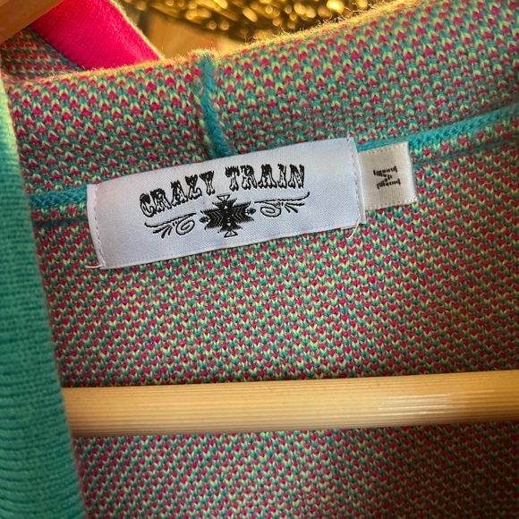 Crazy Train Aztec Neon Print Knit Sweater - Picture 2 of 5